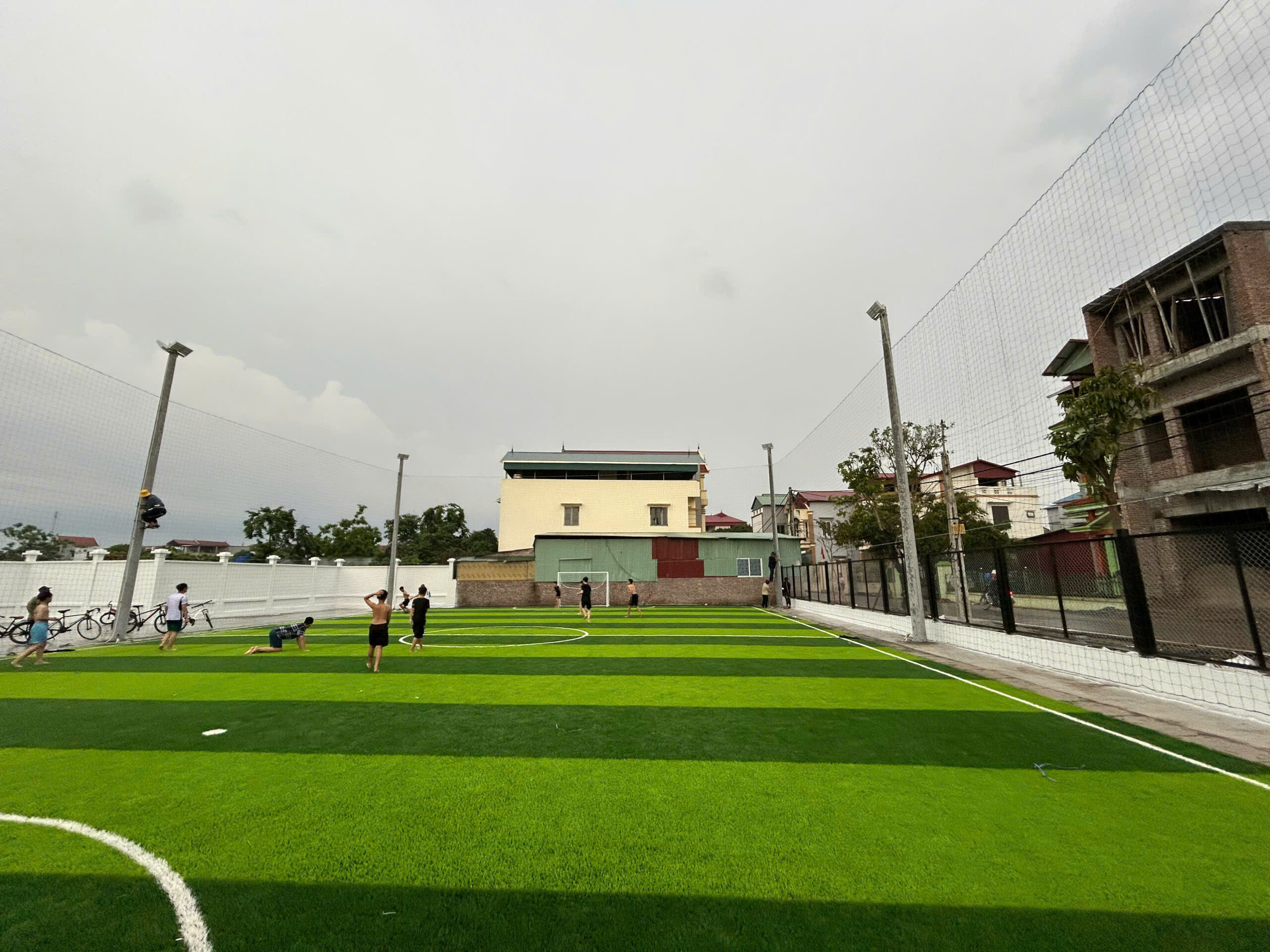 Thi công cỏ sân bóng Trường Minh